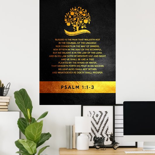 Psalm 1:1-3 Bibelverse Poster (Heimbüro)