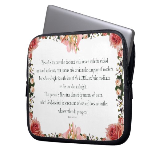 PSALM 1:1-3 Botanic Design Laptopschutzhülle (Vorderseite Links)