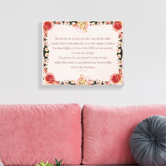 PSALM 1:1-3 Botanic Design, Leinwanddruck (Insitu (Wohnzimmer))