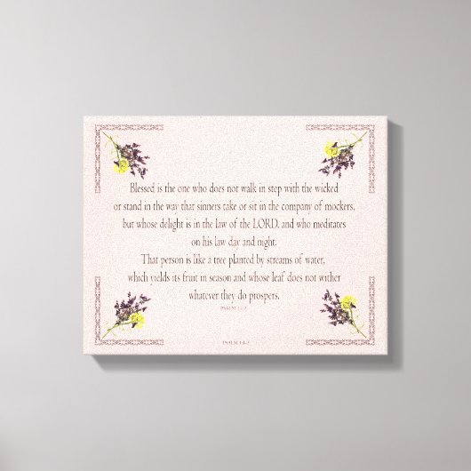 PSALM 1:1-3 Botanic Design, Leinwanddruck (Vorderseite)