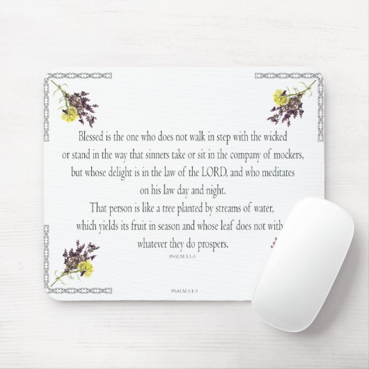 PSALM 1:1-3 Botanic Design Mousepad (Mit Mouse)
