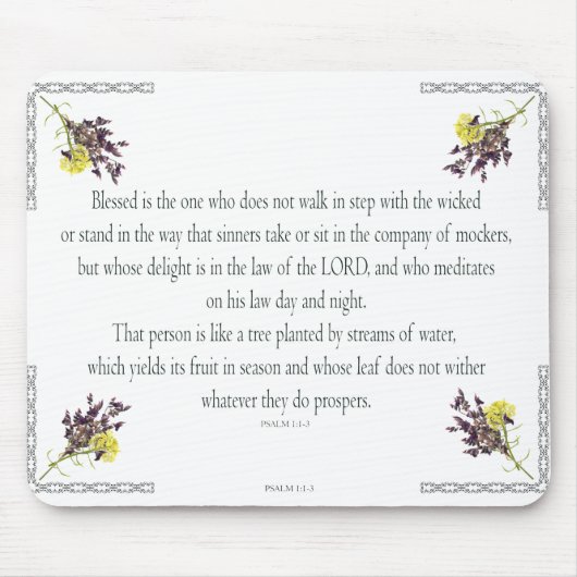PSALM 1:1-3 Botanic Design Mousepad (Vorne)