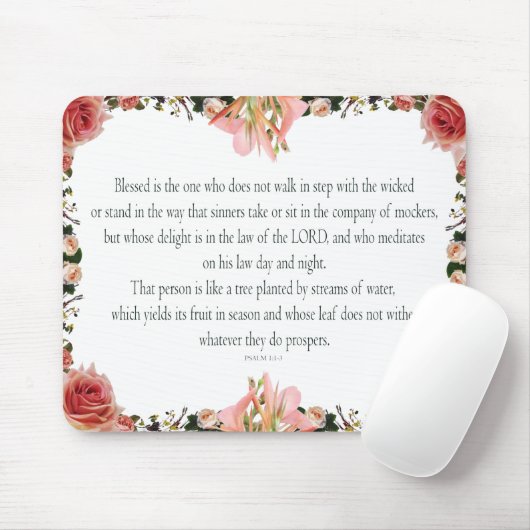 PSALM 1:1-3 Botanic Design Mousepad (Mit Mouse)