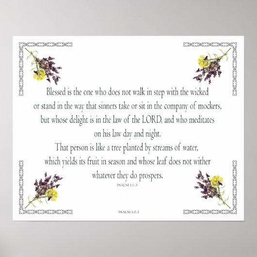 PSALM 1:1-3 Botanic Design Poster (Vorne)