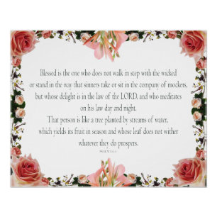 PSALM 1:1-3 Botanic Design Poster