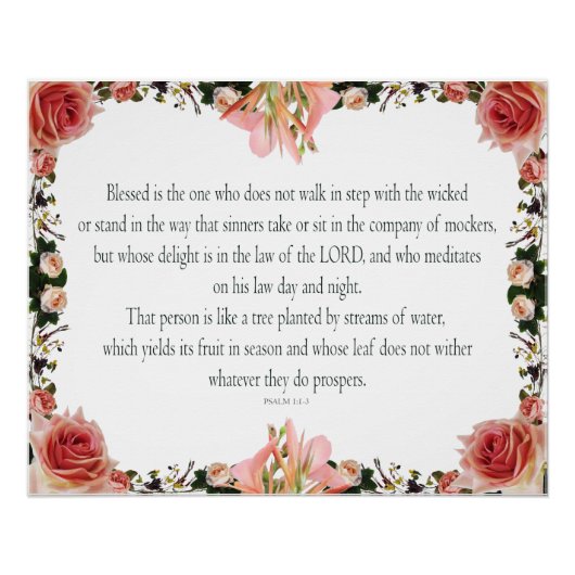 PSALM 1:1-3 Botanic Design Poster (Vorderseite)