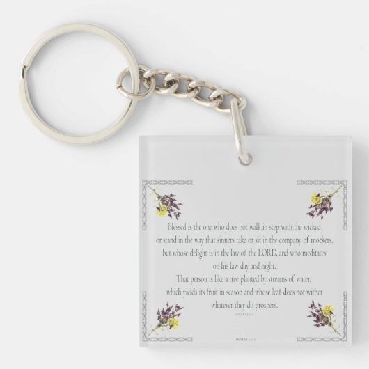 PSALM 1:1-3 Botanic Design Schlüsselanhänger (Vorderseite)