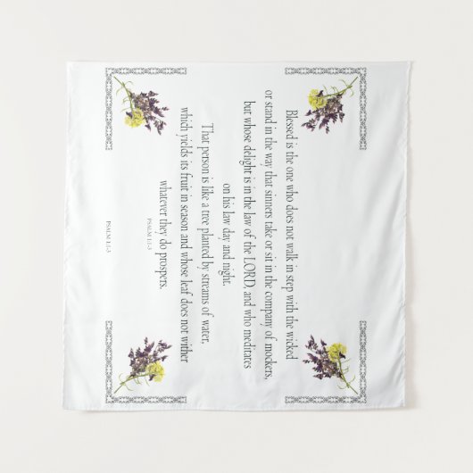 PSALM 1:1-3 Botanic Design Wandteppich (Vorderseite (Horizontal))