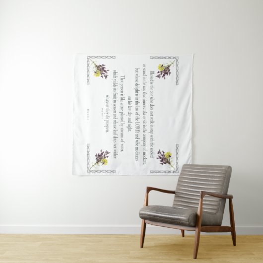 PSALM 1:1-3 Botanic Design Wandteppich (Beispiel (Horizontal))