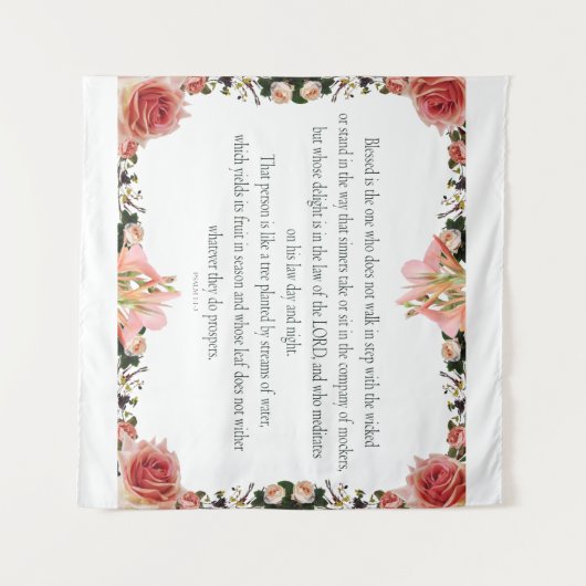 PSALM 1:1-3 Botanic Design Wandteppich (Vorderseite (Horizontal))
