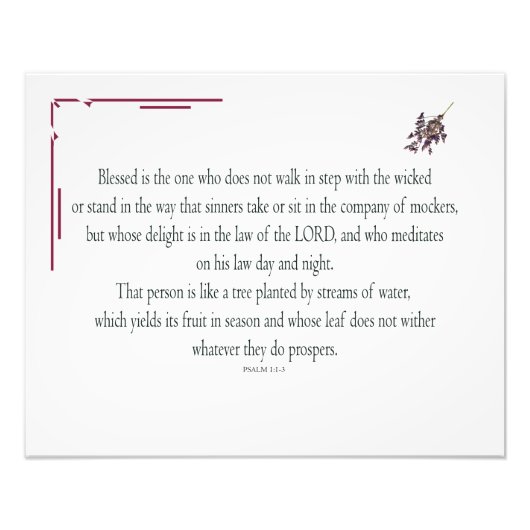 Psalm 1:1-3, gesegnet ist derjenige, der fotodruck (Vorne)