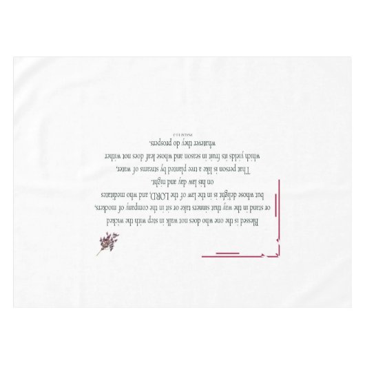 Psalm 1:1-3, gesegnet ist derjenige, der tischdecke (Vorderseite (Horizontal))