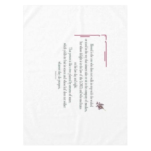 Psalm 1:1-3, gesegnet ist derjenige, der tischdecke (Vorderseite)