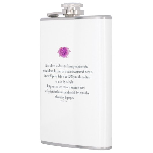 PSALM 1:1-3 mit Lila Blume Flachmann (Links)