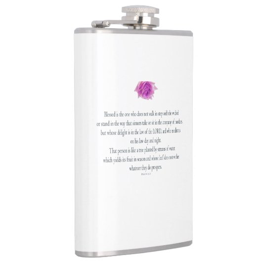 PSALM 1:1-3 mit Lila Blume Flachmann (Rechts)