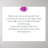 PSALM 1:1-3 mit Lila Blume Poster (Vorne)