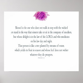 PSALM 1:1-3 mit Lila Blume Poster