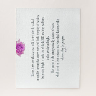 PSALM 1:1-3 mit Lila Blume Puzzle