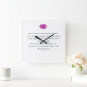 PSALM 1:1-3 mit Lila Blume Quadratische Wanduhr (Zuhause)