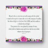 Psalm 1 Art - Gesegnet Recht mit Blumendesign Fotoplatte (Vorderseite)