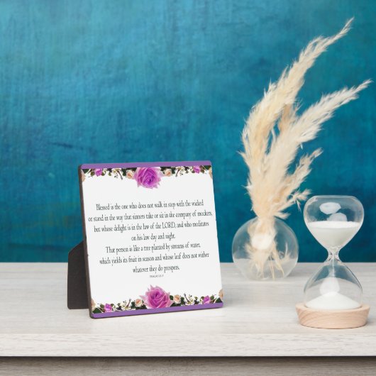 Psalm 1 Art - Gesegnet Recht mit Blumendesign Fotoplatte (InSitu)