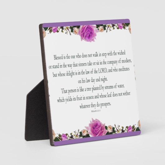 Psalm 1 Art - Gesegnet Recht mit Blumendesign Fotoplatte (Vorderseite)