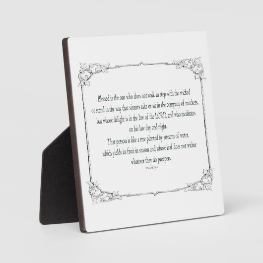 Psalm 1 Art - Gesegnet Recht mit Blumendesign Fotoplatte (Vorderseite)