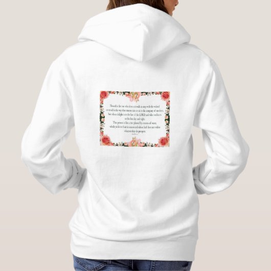Psalm 1 Art - Gesegnet Recht mit Blumendesign Hoodie (Rückseite)