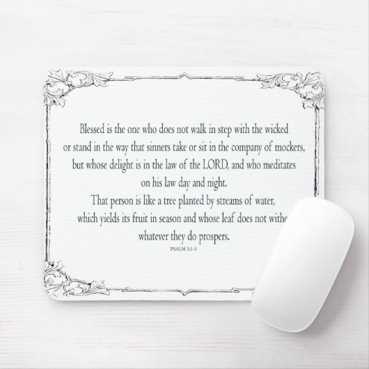 Psalm 1 Art - Gesegnet Recht mit Blumendesign Mousepad (Mit Mouse)
