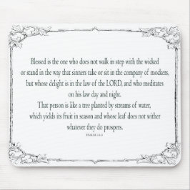 Psalm 1 Art - Gesegnet Recht mit Blumendesign Mousepad