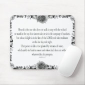 Psalm 1 Art - Gesegnet Recht mit Blumendesign Mousepad (Mit Mouse)