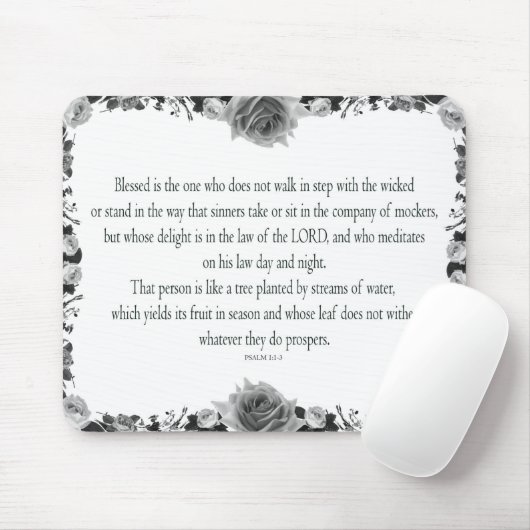 Psalm 1 Art - Gesegnet Recht mit Blumendesign Mousepad (Mit Mouse)