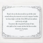 Psalm 1 Art - Gesegnet Recht mit Blumendesign Mousepad (Vorne)