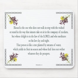 Psalm 1 Art - Gesegnet Recht mit Blumendesign Mousepad