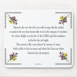 Psalm 1 Art - Gesegnet Recht mit Blumendesign Mousepad