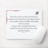 Psalm 1 Art - Gesegnet Recht mit Blumendesign Mousepad (Mit Mouse)