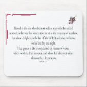 Psalm 1 Art - Gesegnet Recht mit Blumendesign Mousepad (Vorne)