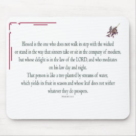 Psalm 1 Art - Gesegnet Recht mit Blumendesign Mousepad