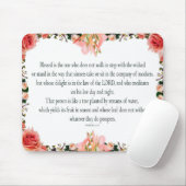 Psalm 1 Art - Gesegnet Recht mit Blumendesign Mousepad (Mit Mouse)