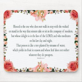 Psalm 1 Art - Gesegnet Recht mit Blumendesign Mousepad