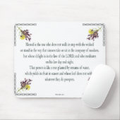 Psalm 1 Art - Gesegnet Recht mit Blumendesign Mousepad (Mit Mouse)