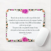 Psalm 1 Art - Gesegnet Recht mit Blumendesign Mousepad (Mit Mouse)
