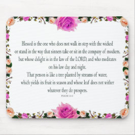 Psalm 1 Art - Gesegnet Recht mit Blumendesign Mousepad
