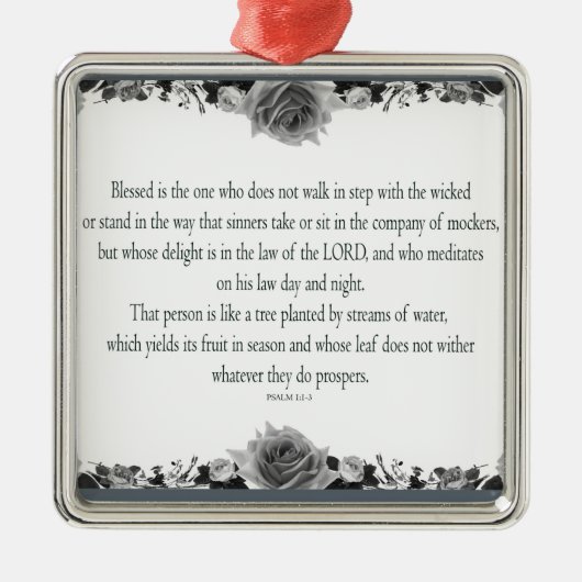 Psalm 1 Art - Gesegnet Recht mit Blumendesign Ornament Aus Metall (Vorne)