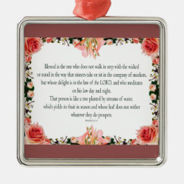 Psalm 1 Art - Gesegnet Recht mit Blumendesign Ornament Aus Metall