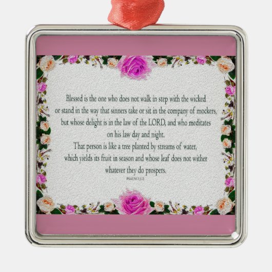 Psalm 1 Art - Gesegnet Recht mit Blumendesign Ornament Aus Metall (Vorne)