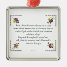 Psalm 1 Art - Gesegnet Recht mit Blumendesign Ornament Aus Metall