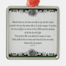 Psalm 1 Art - Gesegnet Recht mit Blumendesign Ornament Aus Metall