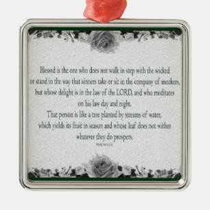 Psalm 1 Art - Gesegnet Recht mit Blumendesign Ornament Aus Metall