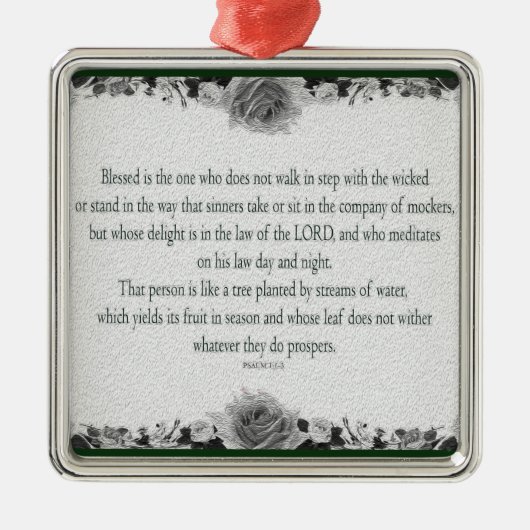 Psalm 1 Art - Gesegnet Recht mit Blumendesign Ornament Aus Metall (Vorne)